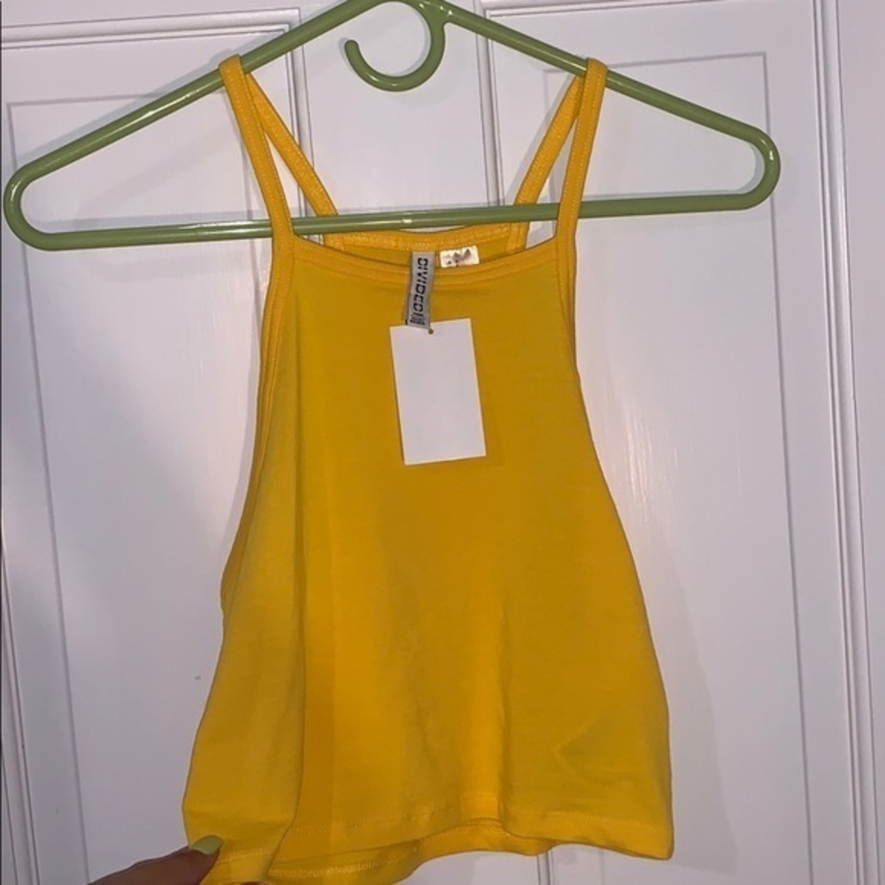 yellow halter crop top